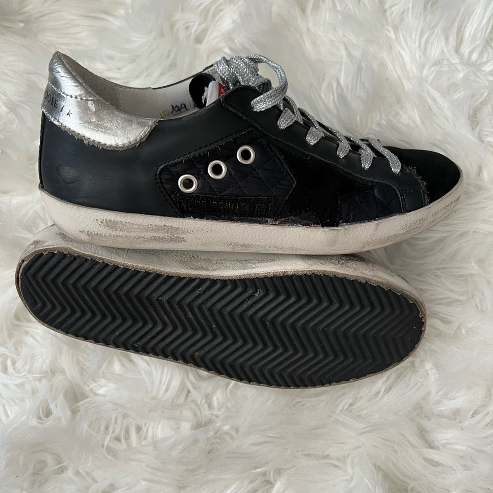 Golden Goose Superstar Quilted Sneakers - Black, Size 6